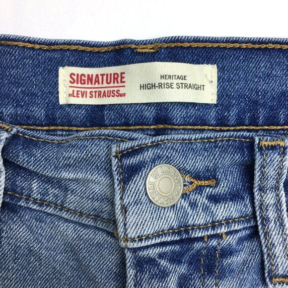 Levi's Signature Heritage Jeans High Rise Straight Leg Stretch Fray Hems size 10 - Picture 4 of 10